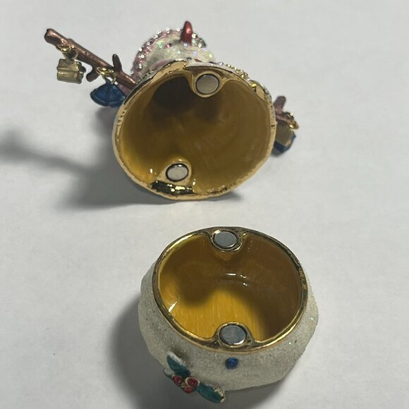 Jeweled Pewter Enameled Snowman Trinket Box - Picture 6 of 11